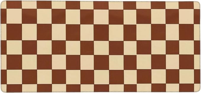 Brown Beige Checkered Mouse Pad Large Desk Mat for Keyboard and Mouse Non-Slip Gaming Mousepad Office Desk Accessories for Computer 35.4x15.7Inch
