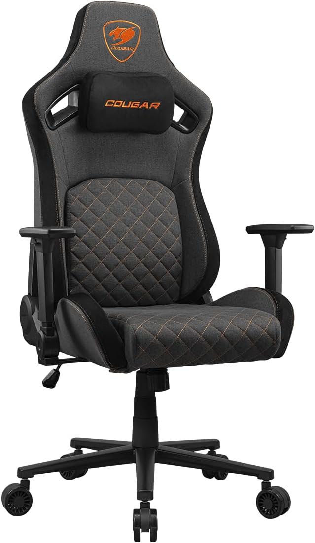 COUGAR Defender Ergonomic Office/Gaming Chair Adjustable Height and Tilt 155° Recline 4D Folding Armrests Imitation Linen Upholstery Capacity 120 kg Grey F