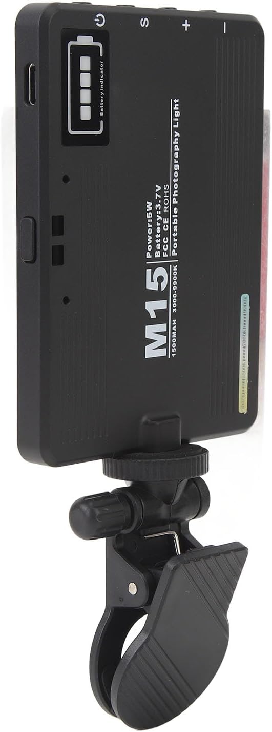 Webcam with 3 Color Temperature Stepless Dimming 3000K to 9900K Fill for Laptop Meeting LED Video with Type C Charging Video for Phone Tablet Computer