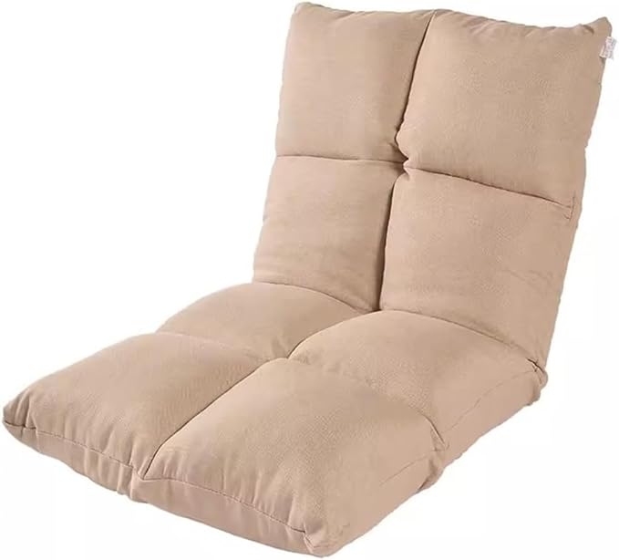 ELEFOCUS Adjustable Ergonomic Floor Chair Recliner 6 Angles Memory Foam Lounger Armless Gaming Sofa for TV Reading(Beige)