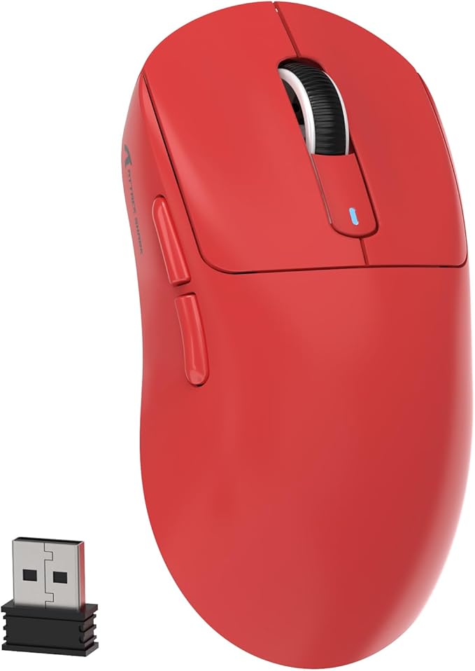 MAMBASNAKE Attack Shark X3 Wireless Gaming Mouse 49g Ultralight PixArt PAW3395 26000 DPI Bluetooth/2.4Ghz /Wired Tri-Mode 200Hrs Rechargeable Battery Kailh GM8.0 Switch for PC/MAC/Win - Red