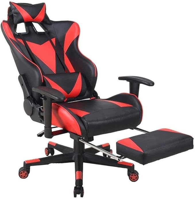 Ergonomic Gaming Office Chair with Reclining Back PU Leather Adjustable Footrest Lumbar &amp Headrest Support(Type 3)