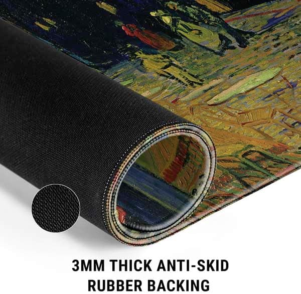 Skinit Medium Gaming Mouse Pad - Officially Licensed Cafe Terrace at Night by Van Gogh Design with Stitched Edges Waterproof Non-Slip Rubber Base Desk Mat for Keyboard &amp Mouse