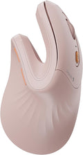 ProtoArc Ergonomic Mouse EM11 NL Bluetooth Rechargeable Wireless Vertical Mouse 3 Multi-Device Connectivity for Computer/PC/Laptop 2.4GHz USB-A Optical Mice for Windows Mac OS Pink