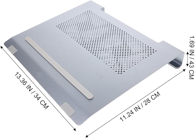 Aluminum Alloy Laptop Cooling Pad Stand for Notebooks to 17.3 Inch with Ventilated Cooling Fans Adjustable Height Gray – Suitable for Gaming and Office Use