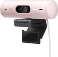 Logitech Brio 500 Full HD 1080p Webcam with Auto Light Correction Dual Noise Reduction Mics Privacy Cover Works with Teams Meet Zoom - Rose