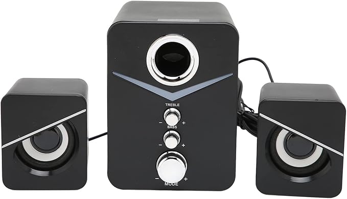 Computer Speakers 2.1 Channel Deep Bass Mini Desktop Speaker HiFi Stereo Computer Sound Bar RGB Home Speaker System for Wedding Party (Black)