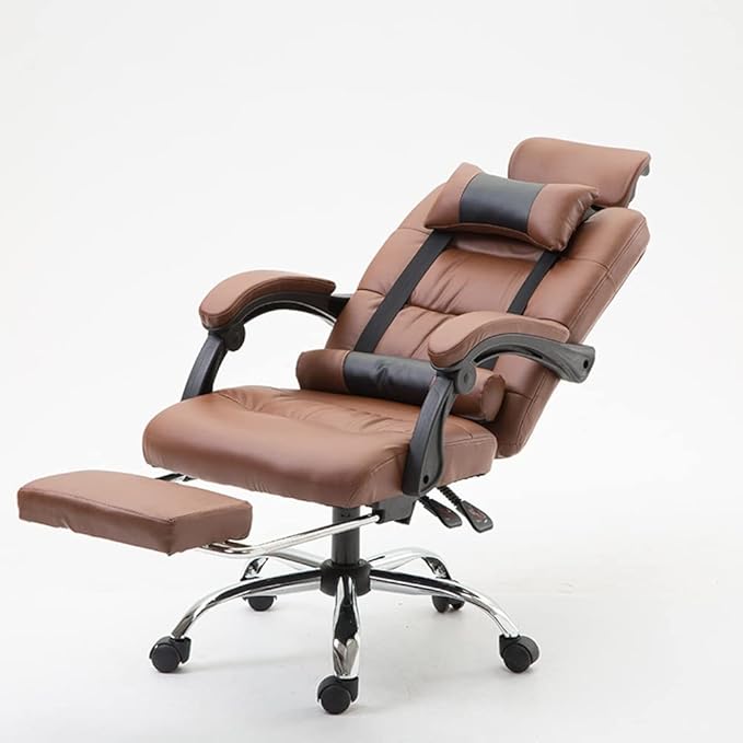 HOTRA Gaming Chair with Footrest and Massage Ergonomic Computer Game Chair High Back Computer Gamer Chair Video Gaming Chairs PC Office Chair (Color : Brown)