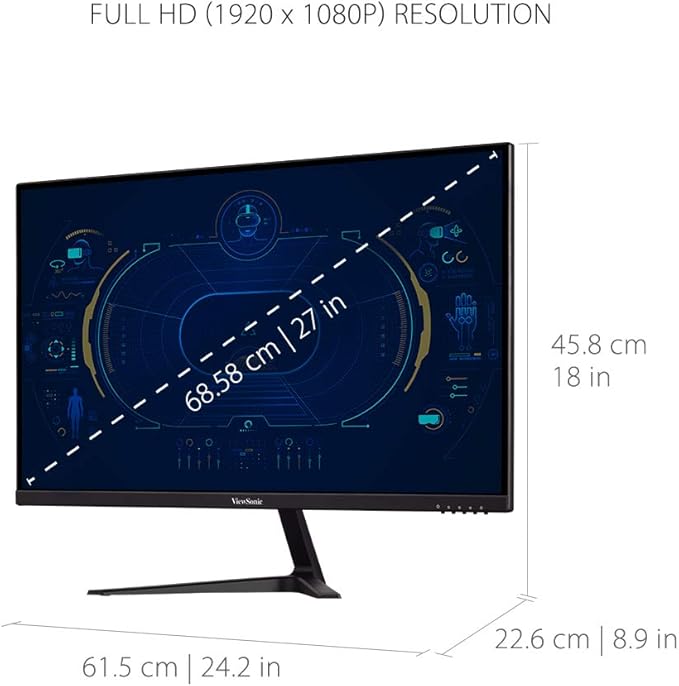 ViewSonic VX2718-P-MHD 27 Inch 1080p 1ms 180Hz Gaming Monitor with FreeSync Eye Care HDMI and DisplayPort