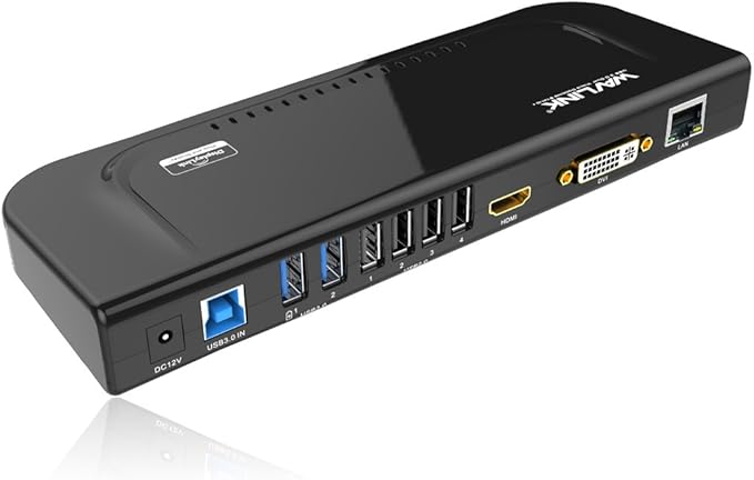 WAVLINK USB 3.0 and USB C Universal Docking Station Dual Video Monitor Display DVI HDMI VGA Gigabit Ethernet Audio 6 USB Ports for Laptop Ultrabook and PCs