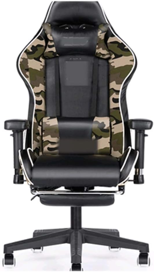 YYDS Chair E-Sports Gaming Chair with Pedal Artificial Leather Executive Ergonomic Swivel Chair with Headrest and Lumbar Pillow Ergonomically (Color : Camouflage Size : Aluminum Alloy feet)