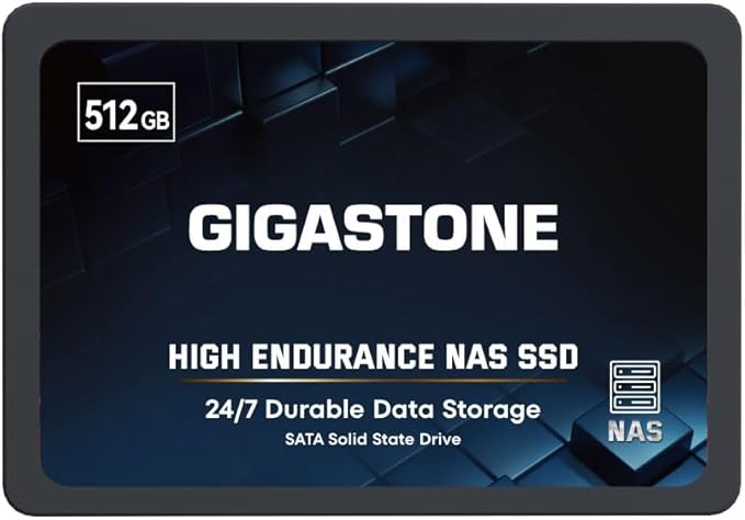 Gigastone 【NAS Certified】 High Endurance 512GB SSD for Gaming/PC/Laptop/NAS SSD TLC 24/7 Reliable 2.5 SATA Internal Solid State Drives RAID Data Storage 2.5 inches SATA 3.0