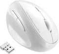 SANWA 2.4G Wireless Left Handed Mouse Ergonomic Left Hand Vertical Mouse for Small Medium Hands 5 Buttons 800/1200/1600 DPI Blue LED Sensor Compatible with Laptop PC Mac Windows White