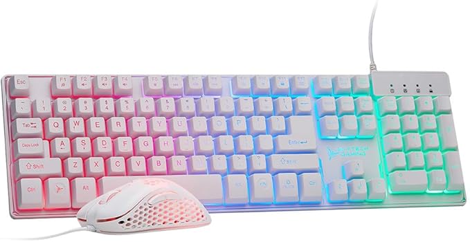 Skytech Gaming Classic RGB Gaming Mouse &amp Keyboard Combo Customizable Chroma RGB Lighting Max 6200 DPI &amp 104 Keys USB Wired Mouse &amp Keyboard Ergonmic Comfortable Feel Design Color Whit