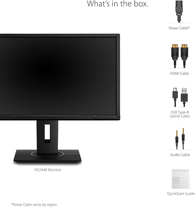 ViewSonic VG2440 24 Inch IPS 1080p Ergonomic Monitor with HDMI DisplayPort VGA USB Inputs for Home and Office