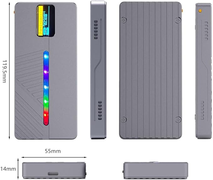 Smart Display Screen M.2 Solid State Drive Case 10GB Protocol NVMe/Data Aluminum Alloy Housing(Color:D)