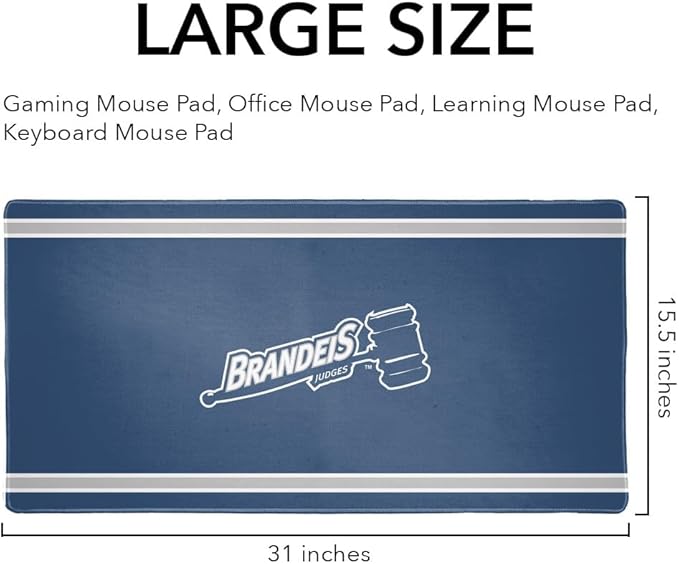 Brandeis University Judges Primary Logo Stripes Large Gaming Mouse Pad Desk Mat with Stitched Edges Non-Slip Base for Gamer Home and Office 31.5 x 15.7