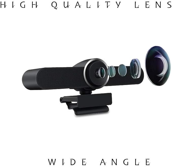 Conference Room Camera with Microphone and Speaker Wide Angle USB Video Conference Camera for Mac PC Laptop Desktop (Black Big)