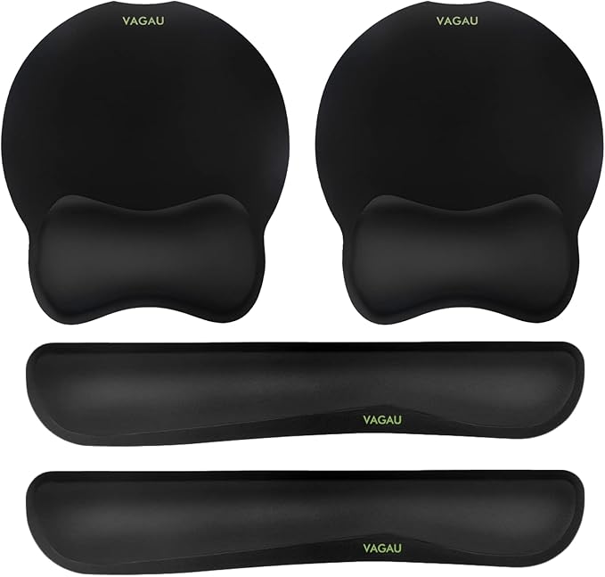 VAGAU Premium Keyboard Wrist Rest and Mouse Pad Wrist Support Ergonomic Memory Foam Set for Office Laptop Mac Computer and Gaming Comfortable Typing &ampWrist Pain Relief (2 Pack)