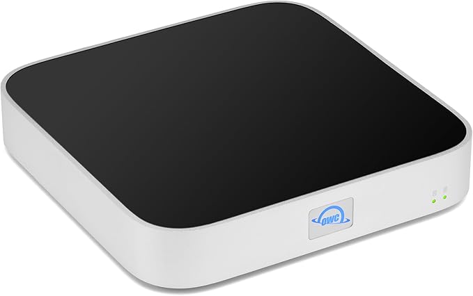 OWC miniStack STX Upgradable Storage Enclosure and Thunderbolt Hub/Mini Dock 4 USB-C Ports Supports 3.5 and 2.5 SSD HDD M.2 PCIe NVMe Upgrades. Works w/Mac Studio Mac mini and Other Devices
