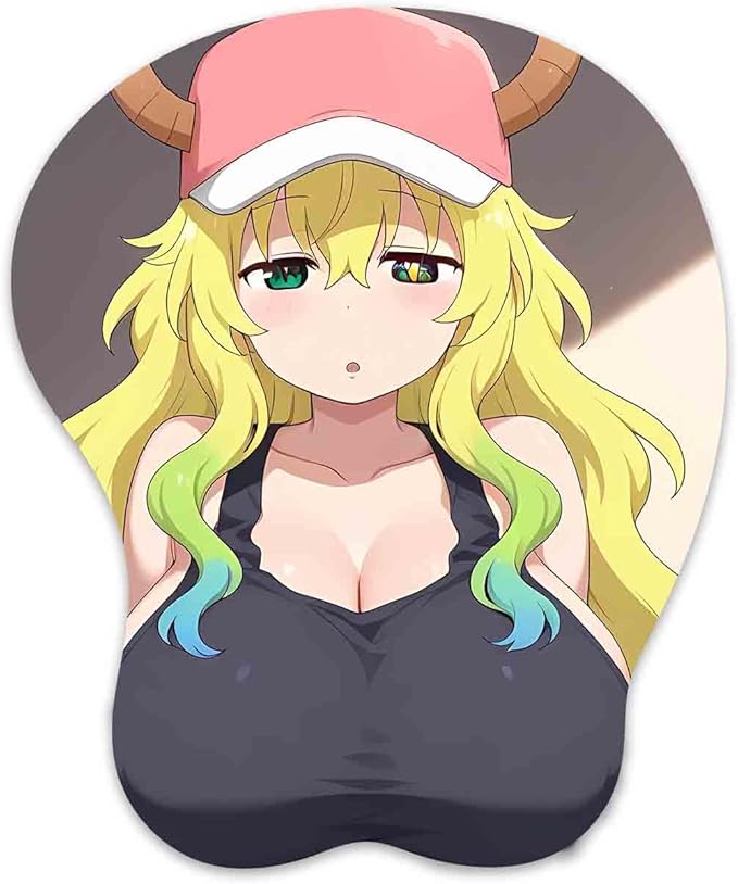 3D Mouse Pad Oppai Mousepad with Soft Gel Wrist Rest Anime Manga Gaming Boob pad Anti-Slip Mouse Mat （Luco 05）