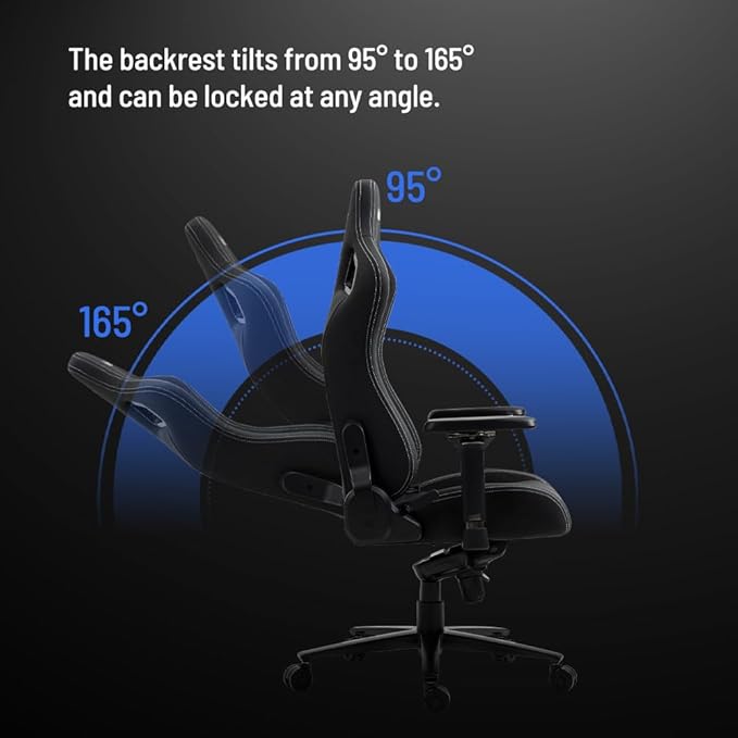 boulies Elite Gaming Chair Ergonomic Computer Chair with 4D Armrests Adjustable Reclining Office Chair with Head Pillow and Lumbar Support (Charcoal Grey Standard)