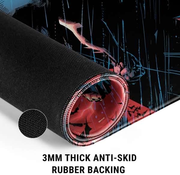 Skinit Extra Large Gaming Mouse Pad - Officially Licensed Batman Red Sky Design with Stitched Edges Waterproof Non-Slip Rubber Base Desk Mat for Keyboard &amp Mouse 35.75 x 15.4 inches