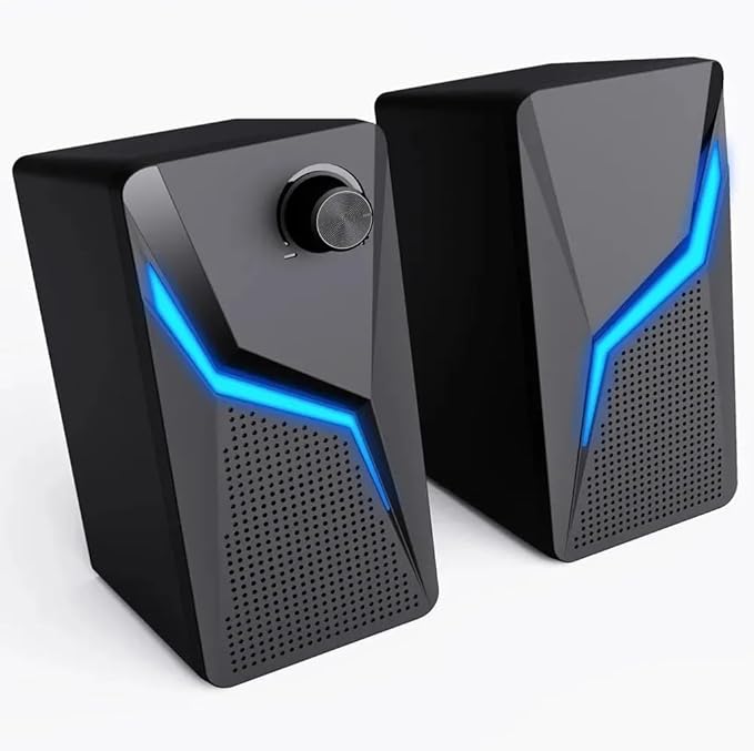 Computer Gaming Speakers PC Sound Box Stereo Microphone Wired with LED Strong Bass 2.0 Loudspeaker