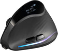 zelotes Bluetooth Wireless Vertical Mouse with DisplayRechargeableDual Mode (BT 5.0/3.0 + 2.4G USB Receiver)4000 DPI(5-Level Adjustable)Optical Portable Ergonomic Mouse for PCLaptopTabletsBlack