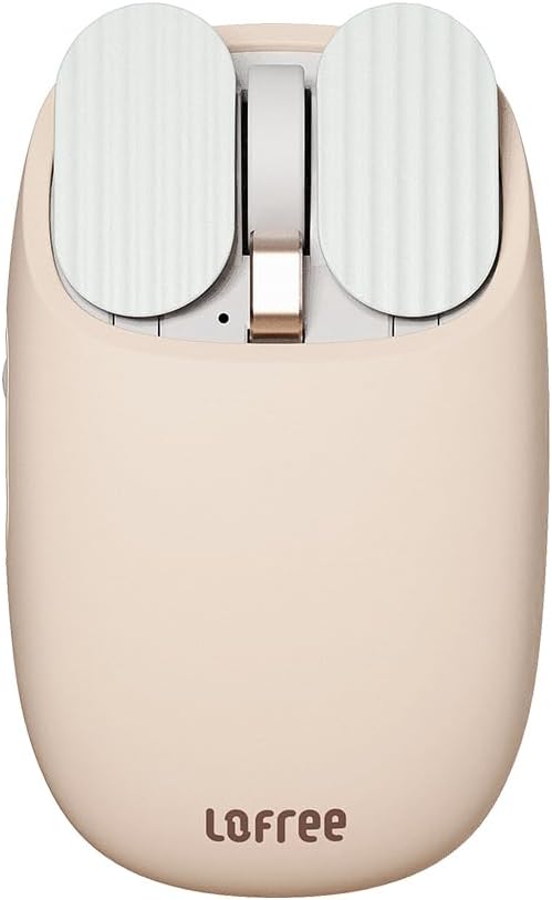 LOFREE Wavy Chips Dual-Mode Wireless Mouse with 5 Adjustable DPI Levels Compatible with Windows MacOS iOS Android (Milk Tea)
