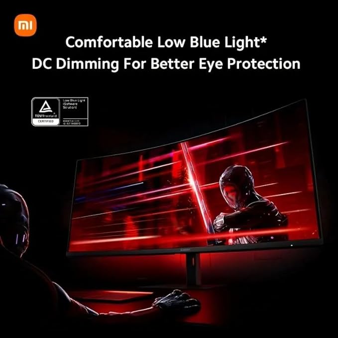 XIAOMI Curved Gaming Monitor 34-inch 180Hz High Reshed Rate 1ms Fast FreeSync Premium Professional Calibration 95% DCI-P3 100% sRGB* Low Blue Light Computer Screen Monitor Desktop Monitor