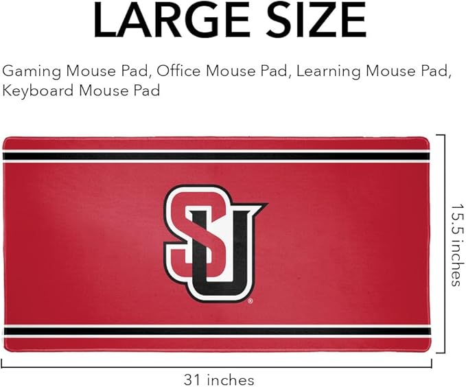 Seattle Redhawks Primary Logo Stripes Large Gaming Mouse Pad Desk Mat with Stitched Edges Non-Slip Base for Gamer Home and Office 31.5 x 15.7