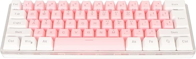 ZJchao Gaming Keyboard 60% Layout Mechanical Keyboard 61 Keys Wired RGB Compact Keyboard for Typist (White Pink)