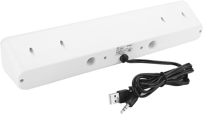 Computer Speakers Subwoofer Soundbar Speaker for Laptop Computer 2 Channel Bass Speaker 3W Computer Sound Bar Volume Control (White)