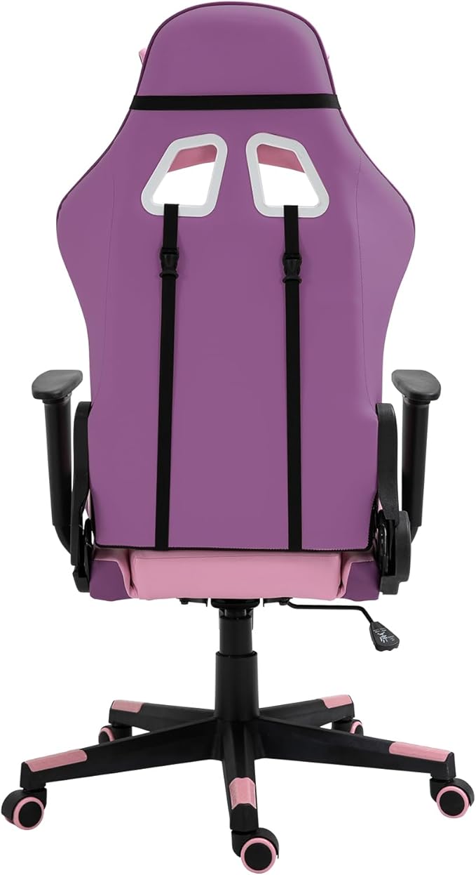 DIKEP Reclining Gaming Chair High-Back Recliner Chair with Headrest and Lumbar Support PU Leather Racing Gaming Chair with Height Adjustable and Headrest 360° Swivel Seat for Adults - Purple &amp P