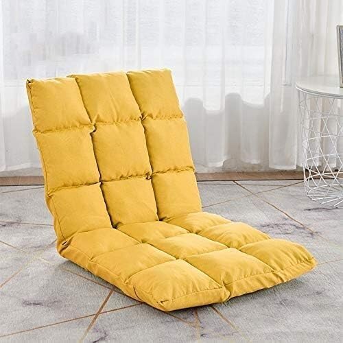 ELEFOCUS Foldable Single Floor Chair 5 Gears Freely Adjustable Floor Cushion with Backrest Lazy Sofa Removable and Washable(Gelb)