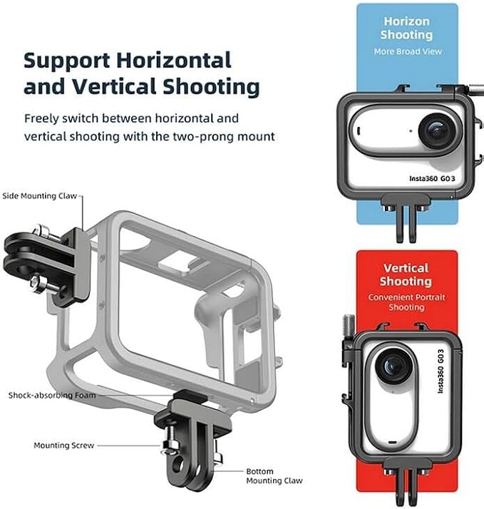 Coyktonty Metal Cage/Metal Protective Frame for Insta360 GO 3/GO 3SAttachable microphone fill-in light