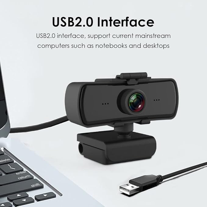 1080P Business Webcam with Noise Cancelling Microphone 3.26mm Length 110° Wide Angle Lens USB PTZ Camera for Video Calls Conference for for iOS