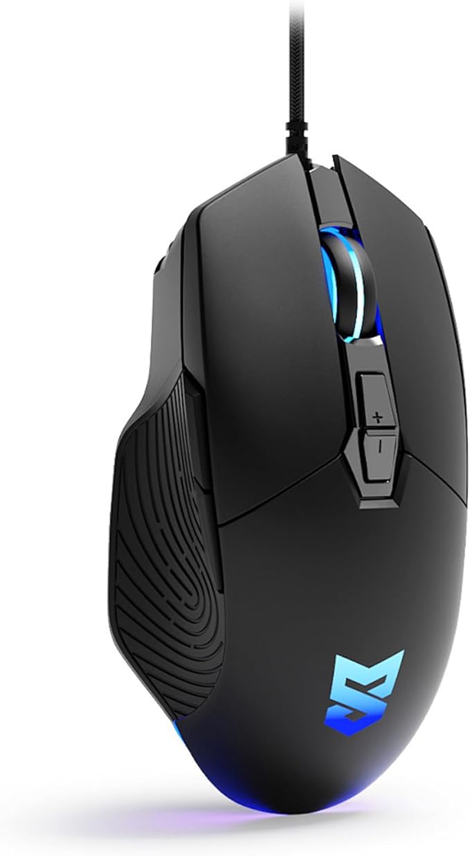 Wired Gaming Mouse Ergonomic Wired Mouse for Laptop RGB Mouse 7200 DPI Optical Sensor Adjustable USB C RGB LED Backlit Gaming Mice with 7 Programmable Buttons Black