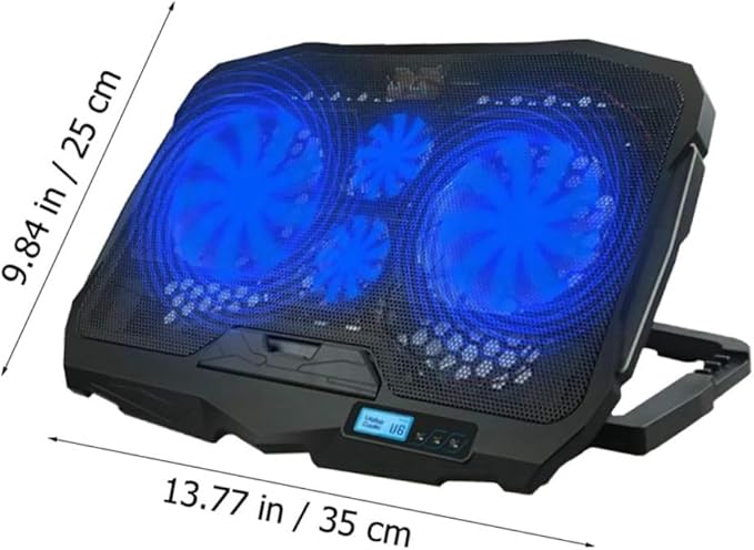 BESPORTBLE Silent Laptop Cooling Stand with Powerful Fans for Notebooks Ergonomic Desktop Support Stable Sturdy Design Relieves Neck Low Energy Consumption Black Model