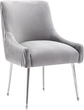 Adjustable Office Computer Chair with Armrest 1pcs Velvet Upholstered Dining Chair with with Backrest Pulling Rod and Silver Legs