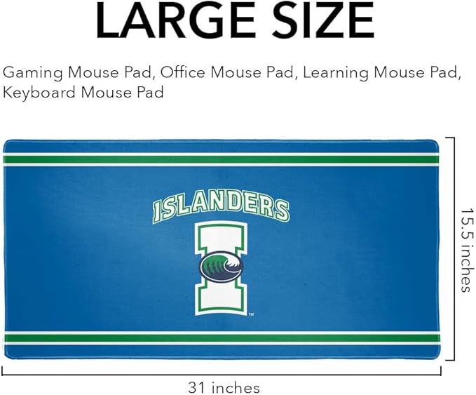 Texas A&ampM-Corpus Christi Islanders Primary Logo Stripes Large Gaming Mouse Pad Desk Mat with Stitched Edges Non-Slip Base for Gamer Home and Office 31.5 x 15.7