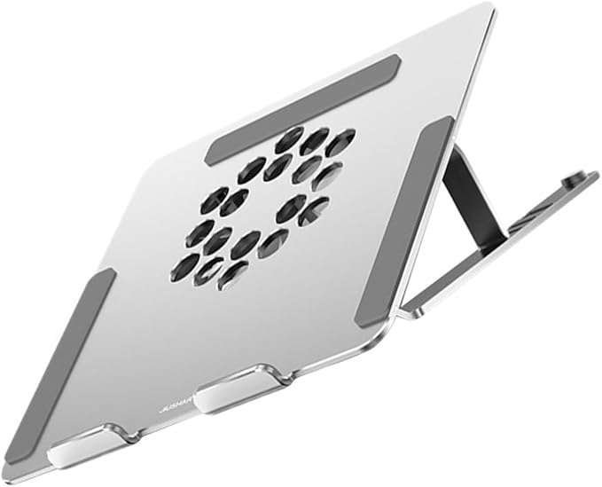 BESPORTBLE Adjustable Height Alloy Laptop Cooler Stand with Quiet Cooling Fan for Gaming and Office Use Compatible Under 17.3 Inch Laptops Silver