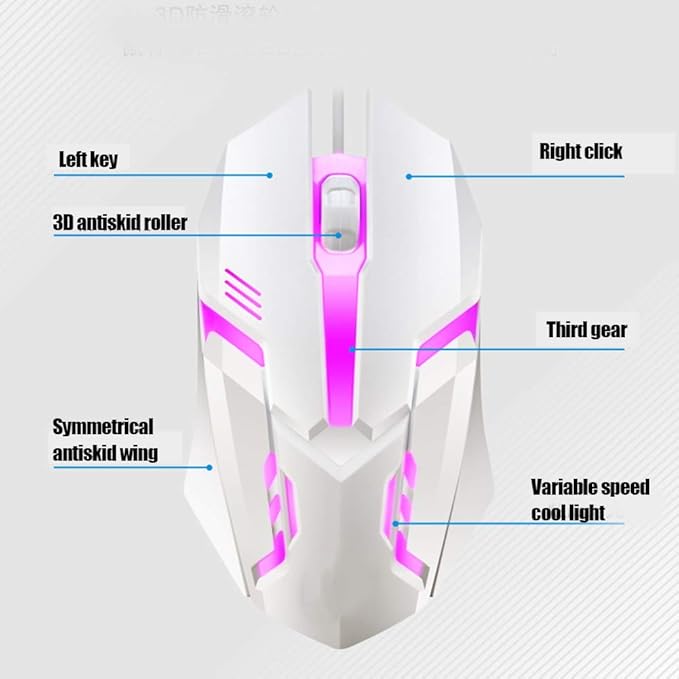 Arinda Wired Gaming Keyboard and Mouse Set Colorful LED Backlit USB Gaming Keyboard Mouse for Laptop PC Gamers