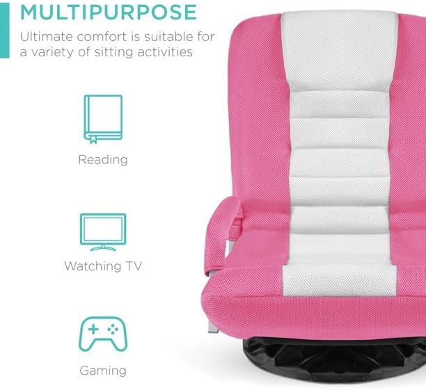 Lumbar Support Gaming Floor Chair 30'' H x 22'' W x 22.5'' D (Pink/White)