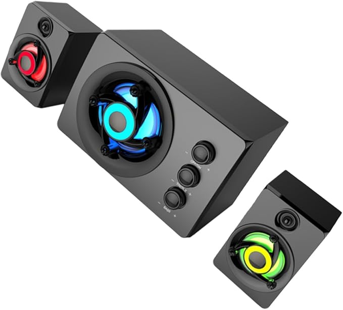 Wooden 2.1 Multimedia Bass Loudspeaker Box USB Powered Stereo Soundbar for Desktop Computer and Laptop with Deep Bass Sound Compact Stereo Music Player for Home and Office