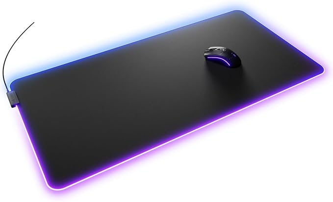 GLORIOUS Gaming Mouse Pad GMP 2 GLED - XL - 2-Zone RGB Lighting InfiniGlow RGB Stitchless Edge Premium Cloth Surface Grippy Rubber Base Optimised for Gaming - 18 x 14 x 0.1 - Large Desk Mat
