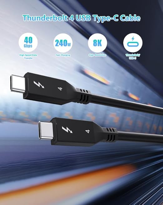 Thunderbolt 4 Cable 6ft (1.8 Meter) 2 Pack USB C Display Cable 40 Gbps Data Transfer 240W Charging 8K Display Compatible with MacBooksHub and Docking