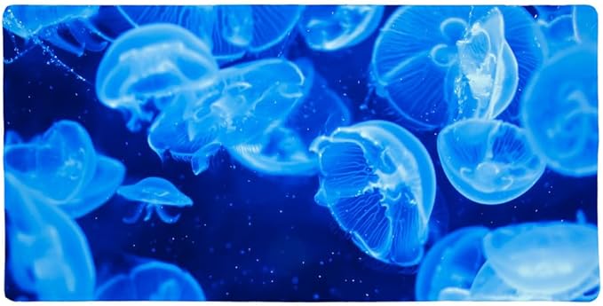 Jellyfish Blue Jelly Fish Large Gaming Mouse Pad Desk Mat with Stitched Edges Non-Slip Base for Gamer Home and Office