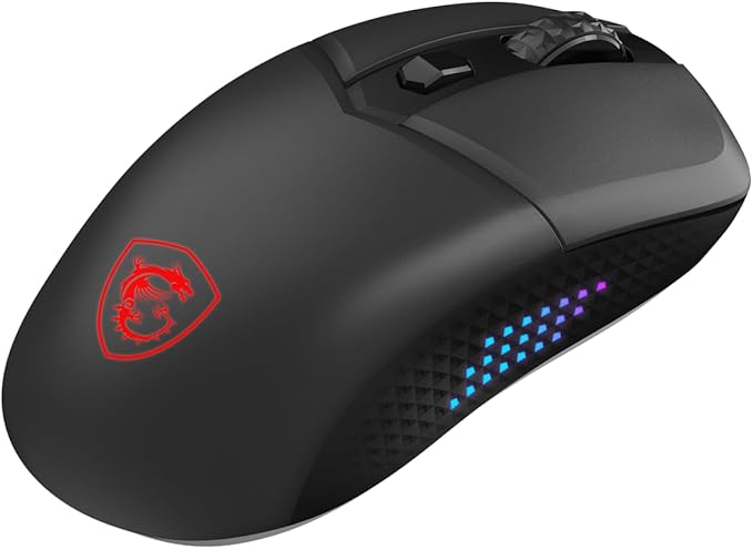msi Versa 300 Elite Wireless Gaming Mouse - 26000 DPI Optical Sensor 1000 Hz Polling Rate Symmetrical 60M+ Click OMRON Switches 6 Buttons 200-Hour Battery 1ms Latency RGB 65g - Wired/Wireless
